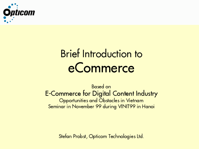 Brief Introduction to eCommerce